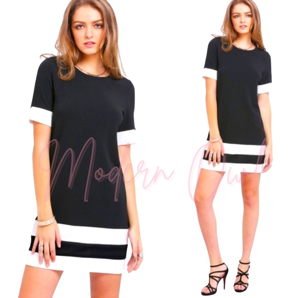Black & White Colorblock Mini Dress